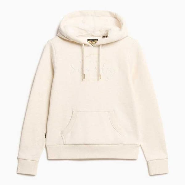 Superdry Luxe Metallic Logo Huvtröja Beige XS Kvinna