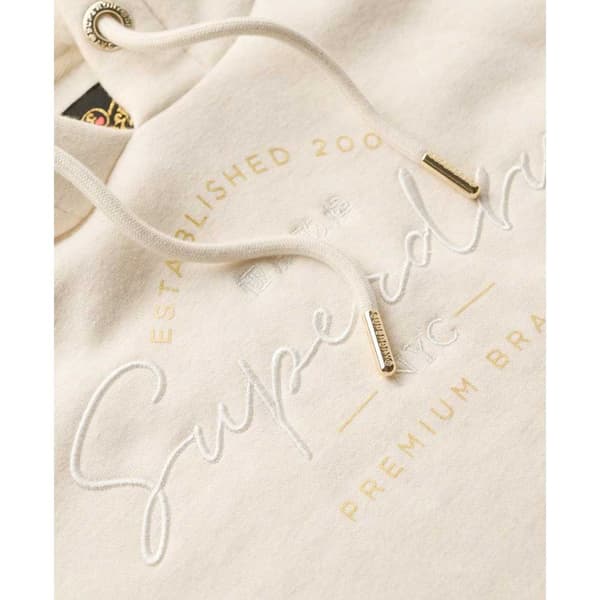 Superdry Luxe Metallic Logo Huvtröja Beige XS Kvinna