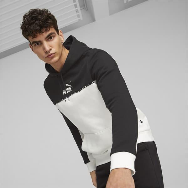 Puma Ess Block X Tape Tröja Med Huva Vit,Svart 2XL Man