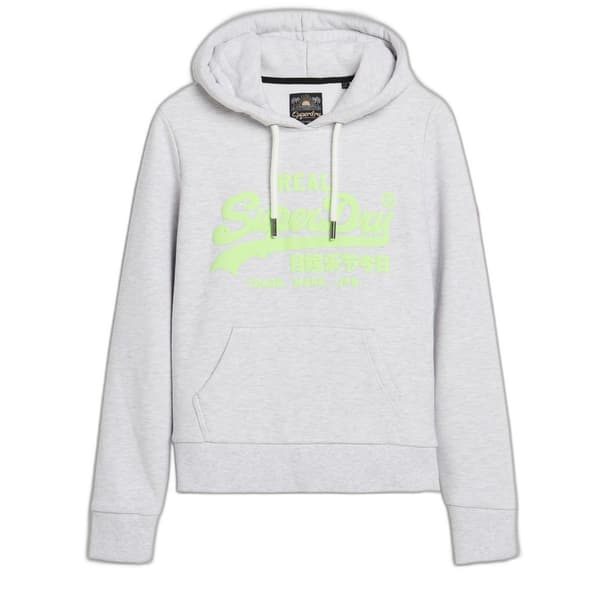 Superdry Neon Vintage Logo Graphic Tröja Med Huva Grå XS Kvinna