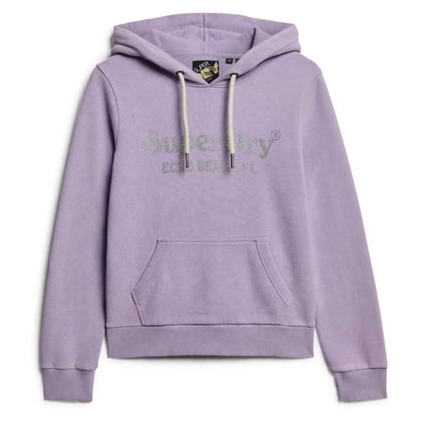 Superdry Metallic Venue Logo Tröja Med Huva Lila XS Kvinna
