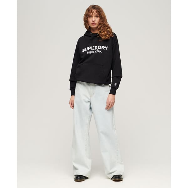 Superdry Sport Luxe Loose Tröja Med Huva Svart M Kvinna