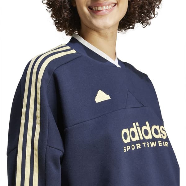 Adidas Tiro Cut 3 Stripes Fleece Huppari Sininen L / Regular Nainen