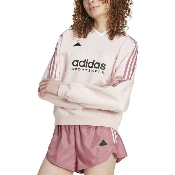 Adidas Tiro Cut 3 Stripes Fleece Sweatshirt Rosa L / Regular Kvinde