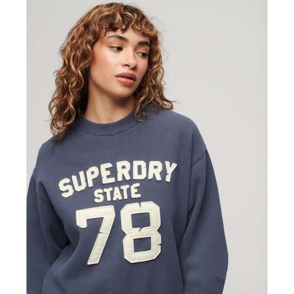 Superdry Applique Athletic Loose Tröja Blå S Kvinna
