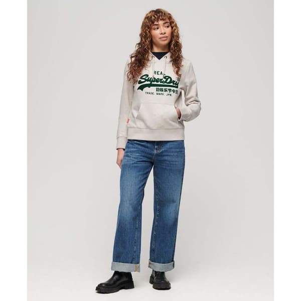 Superdry Embroidered Vl Graphic Hættetrøje Beige XS Kvinde