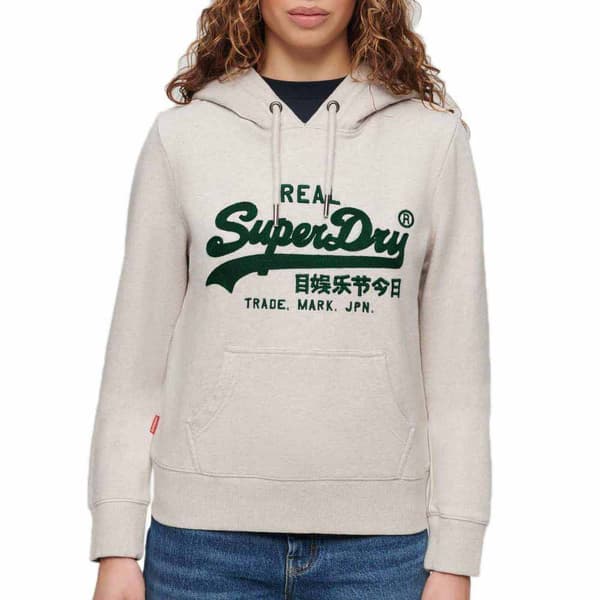 Superdry Embroidered Vl Graphic Hættetrøje Beige XS Kvinde