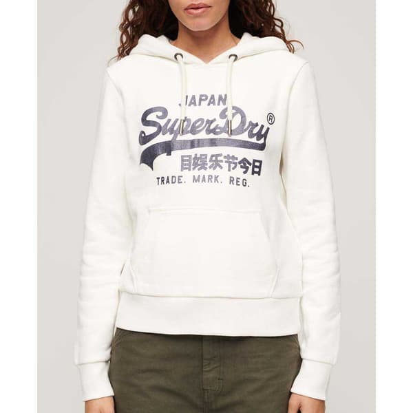 Superdry Metallic Vl Graphic Hættetrøje Beige S Kvinde