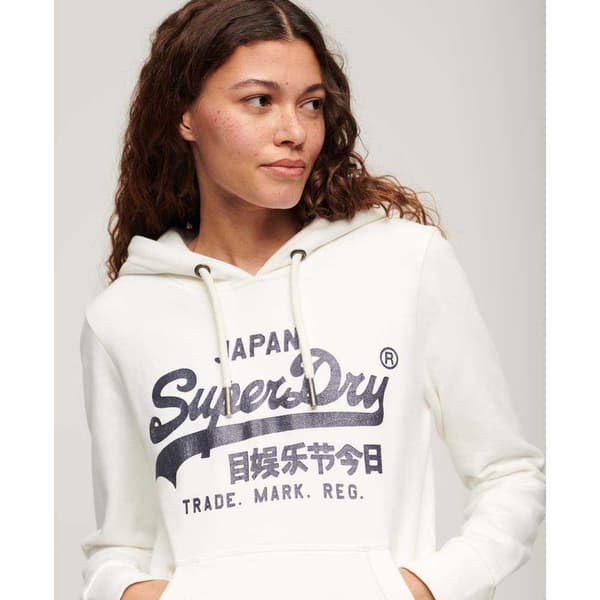 Superdry Metallic Vl Graphic Hættetrøje Beige S Kvinde