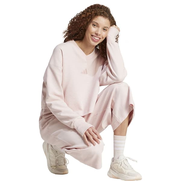 Adidas All Szn Ribbed V Neck Sweatshirt Rosa M Kvinde