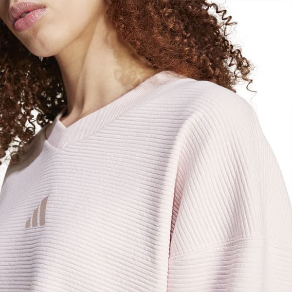 Adidas All Szn Ribbed V Neck Sweatshirt Rosa M Kvinde
