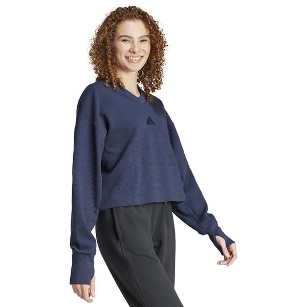 Adidas All Szn Ribbed V Neck Huppari Sininen L Nainen