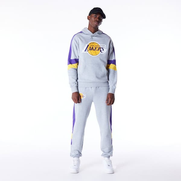New Era Colour Block Los Angeles Lakers Hættetrøje Grå L Mand