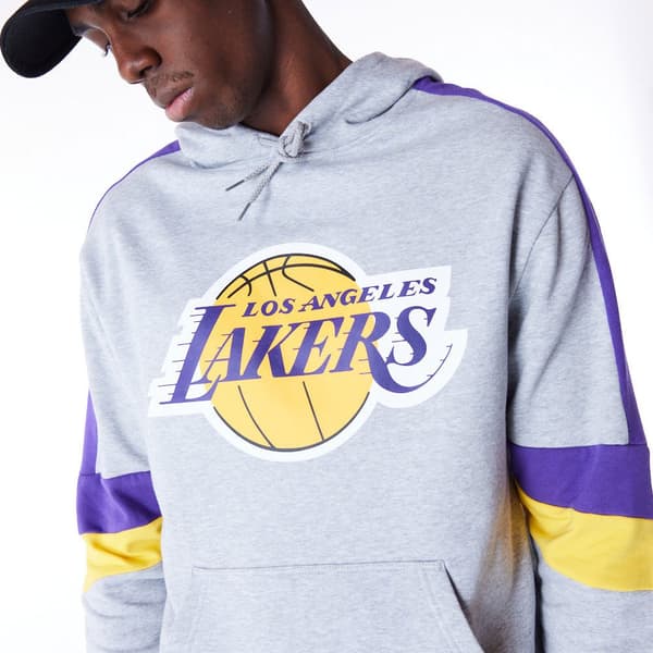 New Era Colour Block Los Angeles Lakers Hættetrøje Grå L Mand