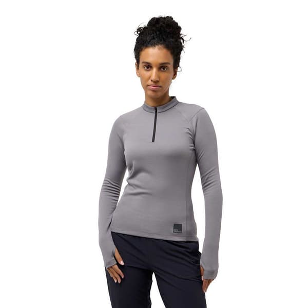 Jack Wolfskin Bike Commute Halv Lynlås Sweatshirt Grå XL Kvinde