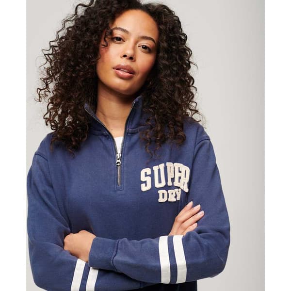 Superdry Athletic Applique Tröja Med Halv Dragkedja Blå S Kvinna