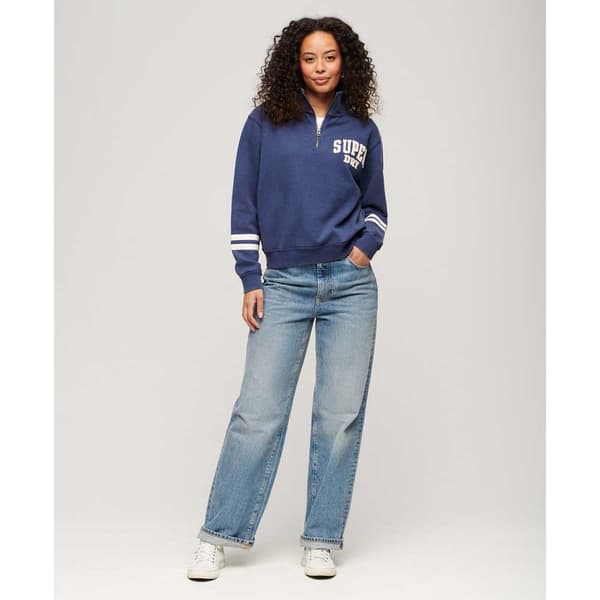 Superdry Athletic Applique Tröja Med Halv Dragkedja Blå S Kvinna