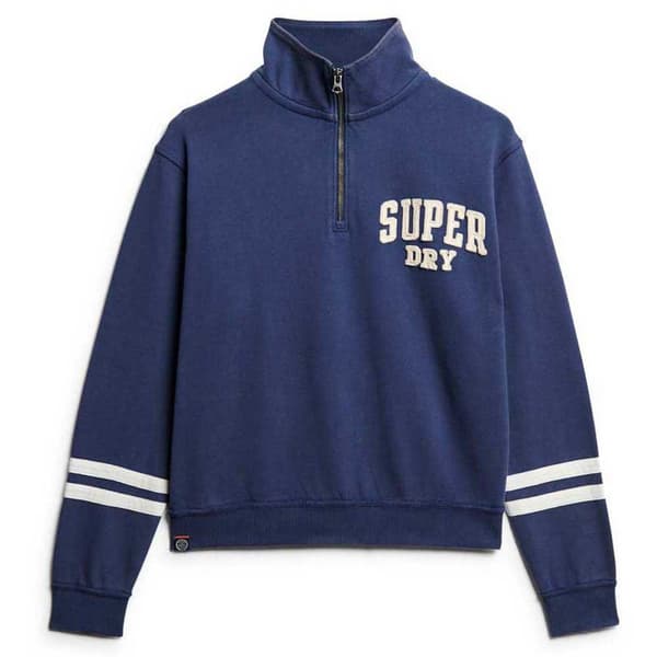 Superdry Athletic Applique Tröja Med Halv Dragkedja Blå S Kvinna