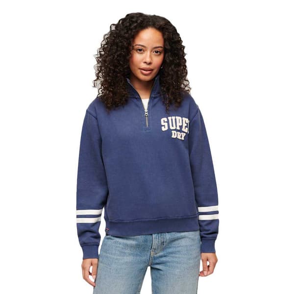 Superdry Athletic Applique Tröja Med Halv Dragkedja Blå S Kvinna