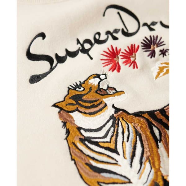 Superdry Suika Embroidered Loose Tröja Beige 2XS Kvinna