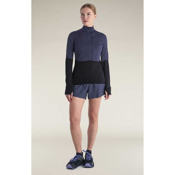 Icebreaker Merino 200 Realfleece Descender Halv Lynlås Sweatshirt Blå M Kvinde