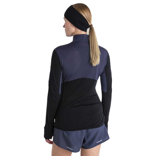Icebreaker Merino 200 Realfleece Descender Halv Lynlås Sweatshirt Blå M Kvinde