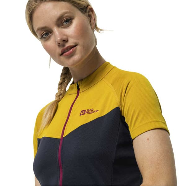 Jack Wolfskin Morobbia Fz T-shirt Med Korte ærmer Gul,Sort XL Kvinde