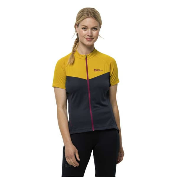 Jack Wolfskin Morobbia Fz T-shirt Med Korte ærmer Gul,Sort XL Kvinde