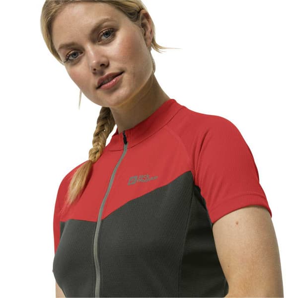 Jack Wolfskin Morobbia Fz T-shirt Med Korte ærmer Rød,Grå 2XL Kvinde