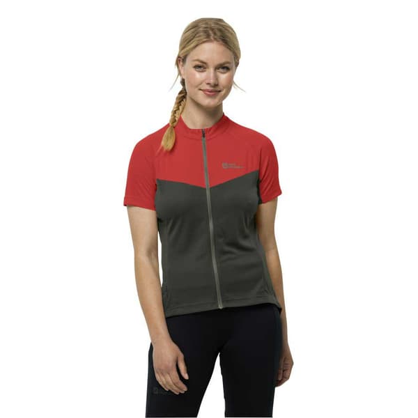 Jack Wolfskin Morobbia Fz T-shirt Med Korte ærmer Rød,Grå 2XL Kvinde