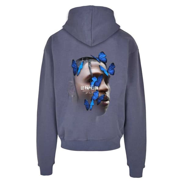 Mister Tee Le Papillon Heavy Oversize Tröja Med Huva Blå 2XL Man
