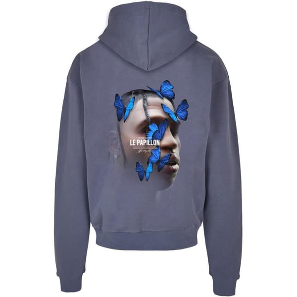 Mister Tee Le Papillon Heavy Oversize Tröja Med Huva Blå 2XL Man