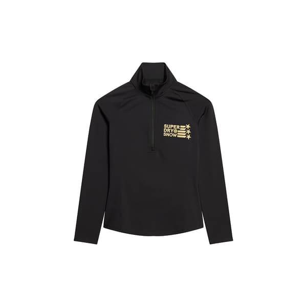 Superdry Logo Baselayer Tröja Med Halv Dragkedja Svart 2XS Kvinna
