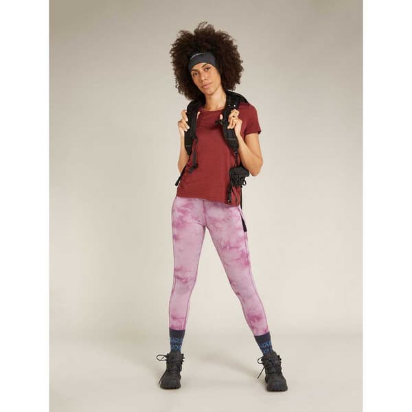 Icebreaker Merino 260 Fastray 25´´ High Rise Cloud Dye Leggingsit Pinkki L Nainen