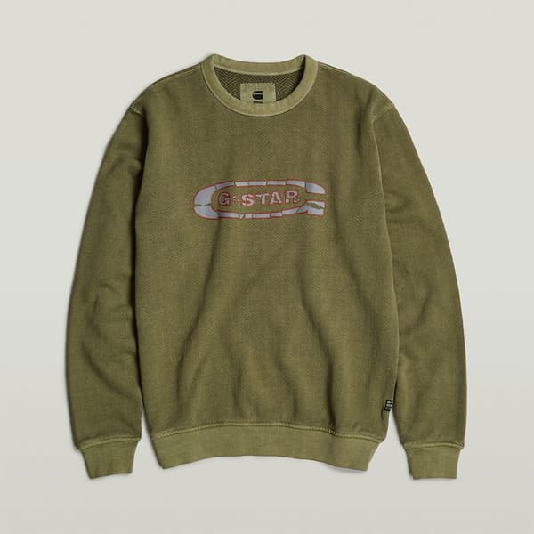 G-star Destroyed G Logo Washed Tröja Grönt L Man