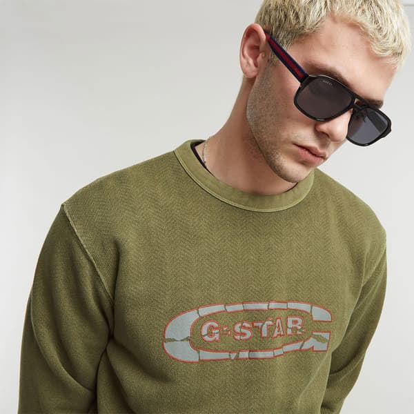 G-star Destroyed G Logo Washed Tröja Grönt L Man
