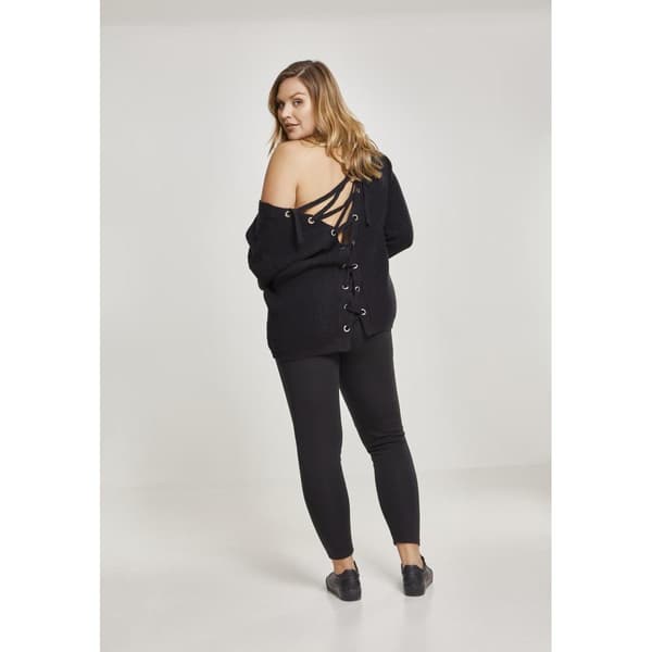 Urban Classics Back Lace Up Big Sweatshirt Sort 5XL Kvinde