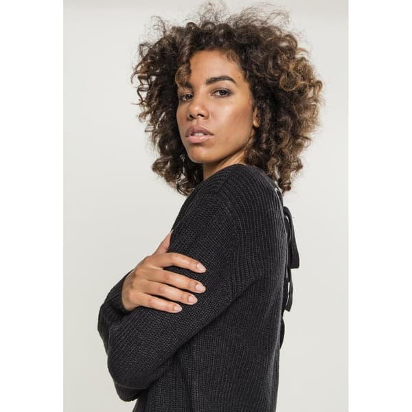 Urban Classics Back Lace Up Sweatshirt Sort XS Kvinde