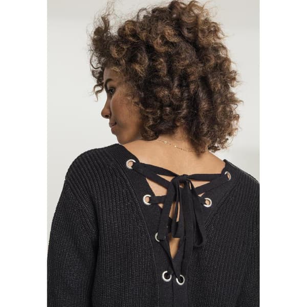 Urban Classics Back Lace Up Sweatshirt Sort XS Kvinde