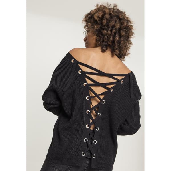 Urban Classics Back Lace Up Sweatshirt Sort XS Kvinde