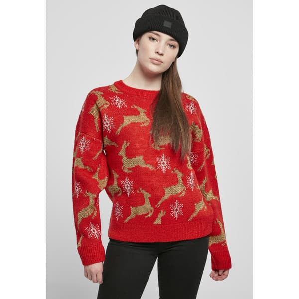 Urban Classics Oversized Christmaser Sweatshirt Rød S Kvinde