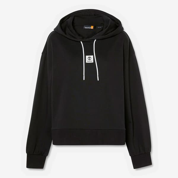 Timberland Stack Logo Loop Back Tröja Med Huva Svart L Kvinna