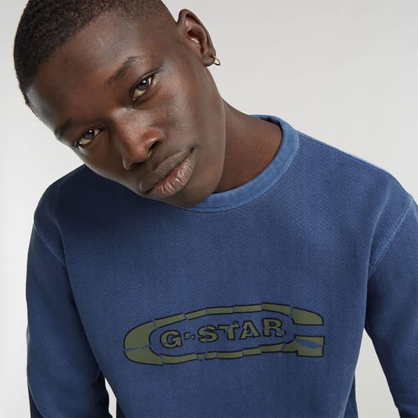 G-star Destroyed G Logo Washed Sweatshirt Blå M Mand