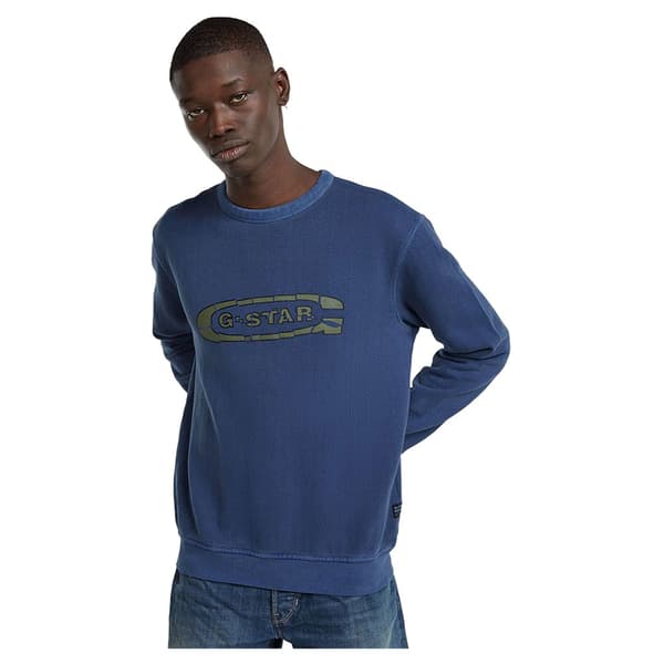 G-star Destroyed G Logo Washed Sweatshirt Blå M Mand