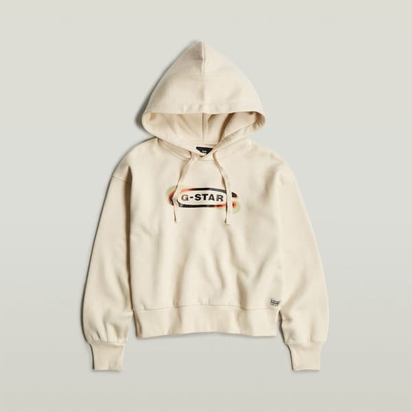 G-star Old Skool Logo Loose Huvtröja Beige M Kvinna