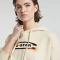 Miniatyrbild 5 av 7: G-star Old Skool Logo Loose Huvtröja Beige M Kvinna