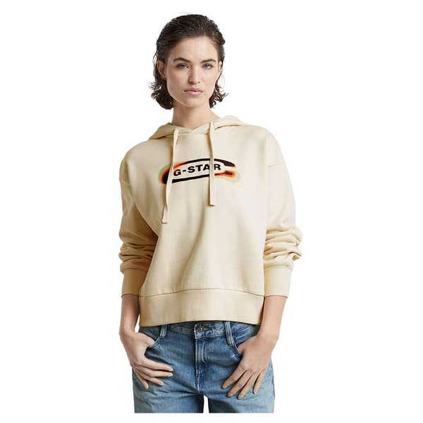 G-star Old Skool Logo Loose Huvtröja Beige M Kvinna