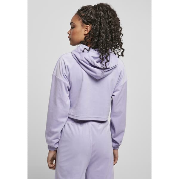 Urban Classics Cropped Velvet Oversized Sweatshirt Blå XS Kvinde