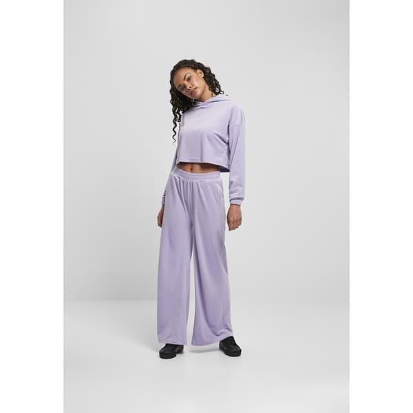Urban Classics Cropped Velvet Oversized Sweatshirt Blå XS Kvinde