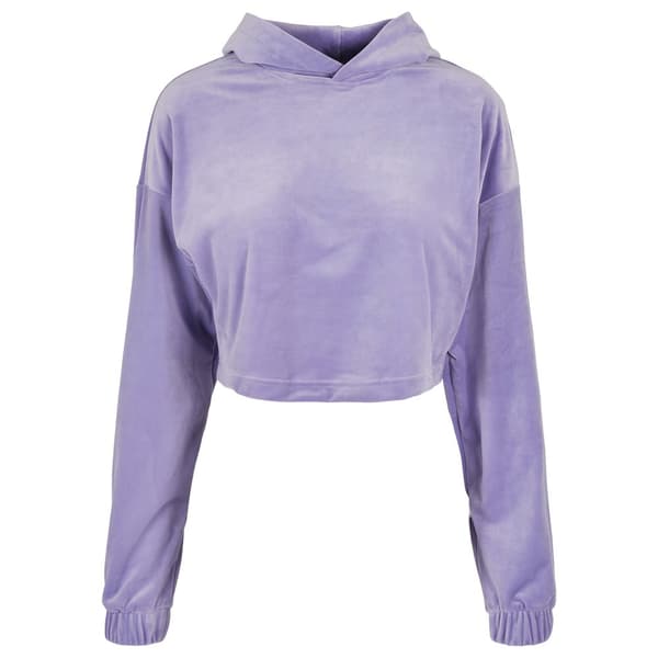 Urban Classics Cropped Velvet Oversized Sweatshirt Blå XS Kvinde